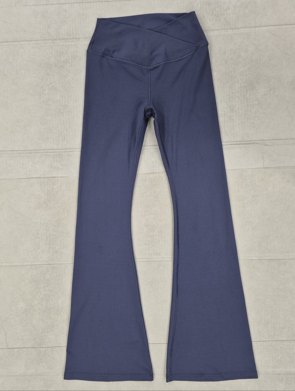 Yogalicious Lux Willow Crossover Flare Pant women's medium navy blue leggings